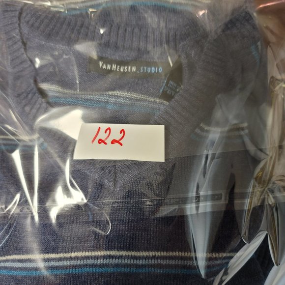 Van Heusen Studio blue striped pullover for men v-neck long sleeves size Small - Picture 7 of 7